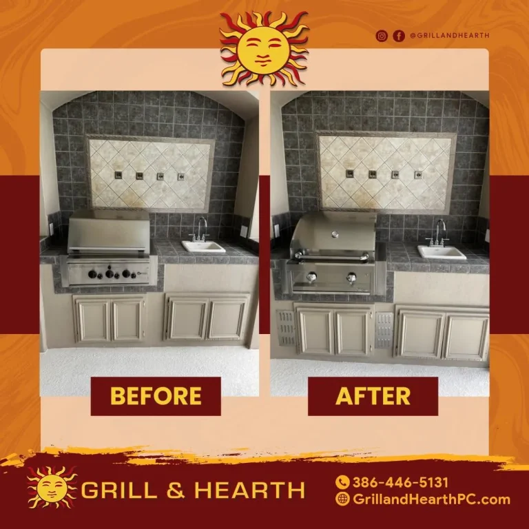 Before and after of an Artisan 26 inch grill change out