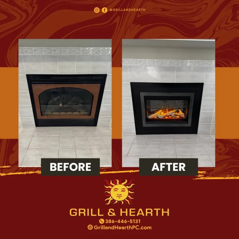 Before and after of a Valor GE3 electric fireplace