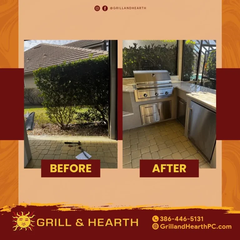 Before and after of a Palm Coast outdoor kitchen