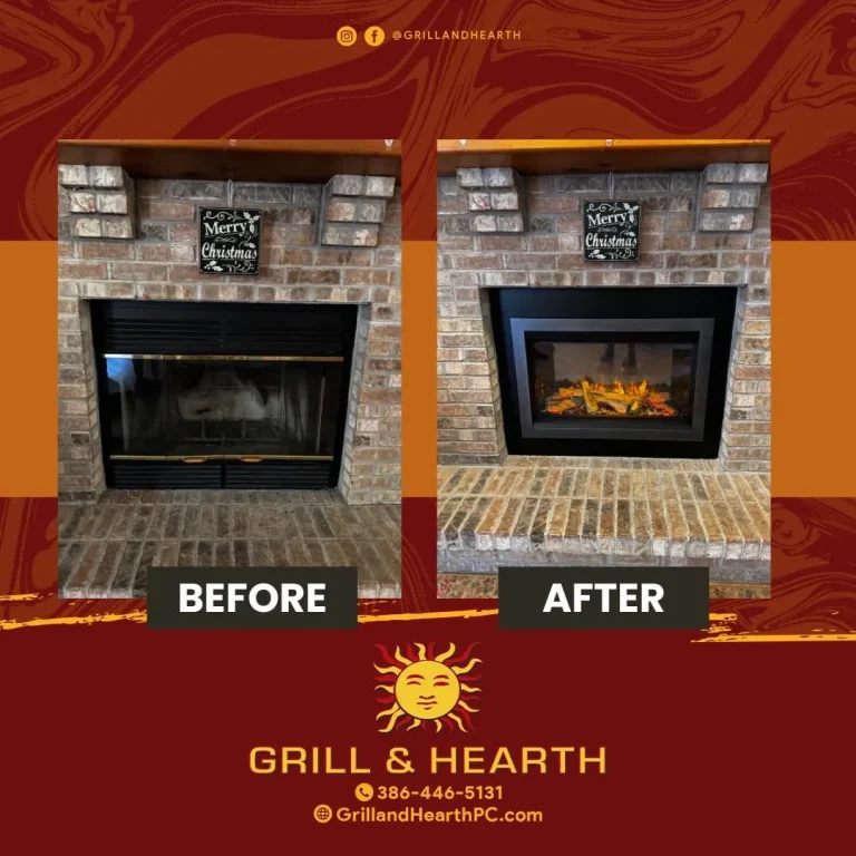 Brick wood burning fireplace updated with a Valor GE4 electric fireplace