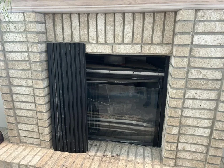 Brick fireplace converted from vented gas to a Valor electric fireplace