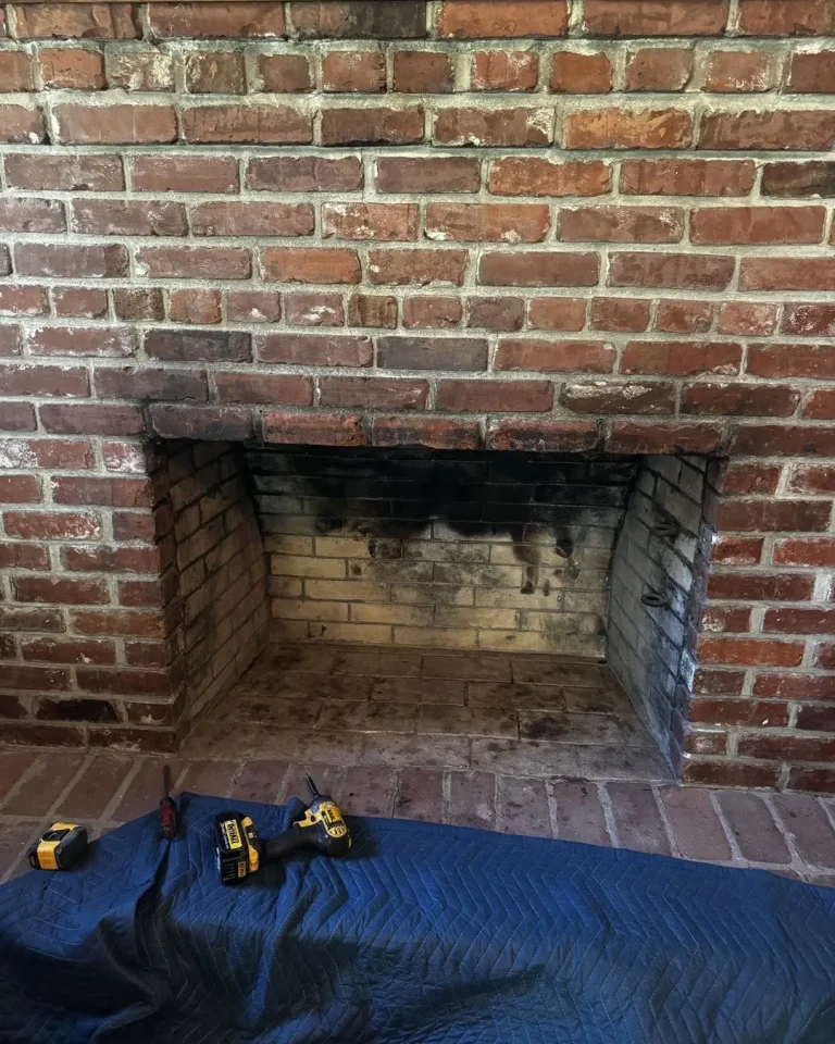 Brick wood burning fireplace converted to an electric fireplace