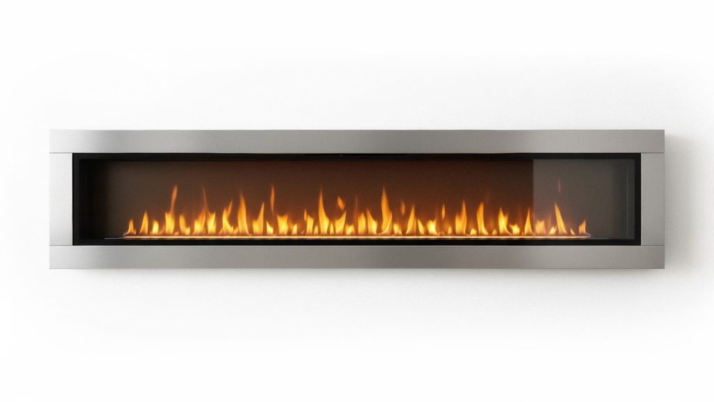 Modern linear gas fireplace with realistic flames